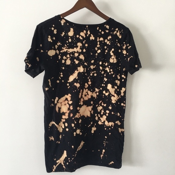 Project Karma Johnny Cash Homemade Bleached T-Shirt V-Neck Women's Black Size XS - Picture 4 of 6